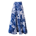 One-shoulder swimsuit with ruffles and blue tropical leaf print in a high-waist A-line cut - One Size / Skirts