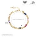 Dettaglio del bracciale cubano dorato in argento S925 con zirconi 5A e misure - Argento 925 / Argento 925 placcato oro giallo
