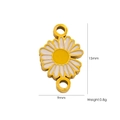 Daisy charm pendant in 14K gold stainless steel with white enamel petals 15mm size - 9 Double-Loop Daisy