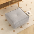 Light gray square fabric floor cushion with central tufting and linen texture surface - Fine Linen / Square / EPS 40x40x15cm / Light Gray