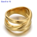Polierter 18k vergoldeter Titanstahl-Hohlring in minimalistischem geometrischem Design - US 6 / Gold Doppellagig Hohler Ring (KR110083-LK)