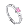 Adjustable S925 sterling silver ring with a pink heart-shaped stone for women - FDJZ-145-Women's