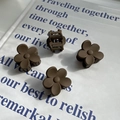 Set of four matte brown flower-shaped mini hair claws in a minimalist flat lay - Dark Brown Matte Flower(FJ273)