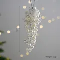 Grape-shaped acrylic pearl Christmas hanging ornament with white leaves and 16cm height label - Pearl Grape (New)