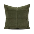 Deep green square velvet throw pillow with quilted plaid texture for living room sofa - 45*45cm [Cover Only] / Parallel Space Deep Green