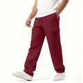 Pantaloni sportivi hip hop bordeaux da uomo con tasche cargo e coulisse in vita - S / Borgogna