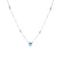 Sky blue heart-shaped pendant necklace with silver chain and zircon accents - Platinum Sea Blue Zirconia