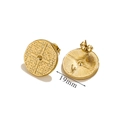 Minimalist 14K gold plated earring studs with vintage texture and 19mm diameter size - Vintage Radial Texture Round