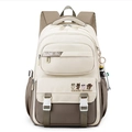 Zaino da donna minimalista beige e caffè scuro con ciondolo a forma di orsetto carino - Cachi