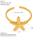 Detailed size chart of 18k gold starfish ring showing 17mm diameter and 13mm motif - Starfish Shape (SR217G)