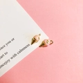 Close-up of golden ice cream cone earrings with pink scoops on a decorative card - 13# Peach Heart Ice Cream