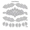 Set de 9 apliques de pedrería plateada para vestidos de novia y accesorios de cinturón - 1 juego de 9 piezas (Plata) / Plateado