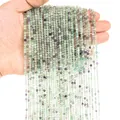 Macro detail of 3mm faceted natural fluorite beads with green and purple tones for DIY - 3mm (38cm, Approx. 120 Beads) / Fluorite