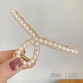 Pinza para el pelo de 11cm en oro champán con perlas para mujer estilo retro francés - Perla Completa Cruzada (11cm)
