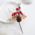 27cm Christmas decoration with red berries, golden fern leaves, and pine cones - Red Berry Gold Leaf / 27cm