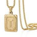 Collar de acero inoxidable chapado en oro de 18K con colgante de letra T - Oro T