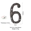 Numero 6 industriale in ghisa marrone rustico da 14,5 cm con viti di montaggio - Ruggine Marrone Numero Grande-6
