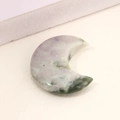 Natural crescent moon stone in green white and purple marble finish - Lucky Jade