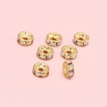 Golden rondelle spacer beads with AB crystals for DIY jewelry making and bracelets - Copper Rhinestone Rondelle / 8mm / 20pcs Pack / Gold + White AB Rhinestone