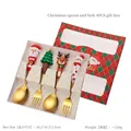 Christmas 4-piece stainless steel cutlery set with Santa and reindeer handles in gift box - Style A - 4Pcs - Red Box / Gold