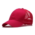 Casquette de baseball queue de cheval rose rouge avec maille respirante et sangle réglable - Taille Unique(Réglable) / Rose rouge