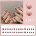French gradient press-on nails in blush pink with white tips, 24-piece full set - A882 Glue Type (A882)