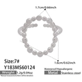 Silver beaded stainless steel open ring with size 7 dimensions and weight details - Bead Connected Open Style (Y183) / Steel