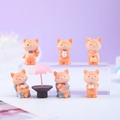 Set of 6 cute orange resin fox figurines in various poses for desktop home decor - Set of 6 Fox Figurines