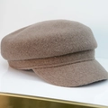 Macro view of soft wool texture on stylish British vintage newsboy military cap - Adjustable / Dark Khaki