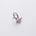 Pink heart zircon earrings with angel wings and chain in titanium steel silver - Pink Heart Wing Hoop Earring Style (A010-3#)
