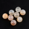Round cream and orange agate stone semi-drilled beads for DIY jewelry making - 12mm Natural Agate Semi Drilled Bead