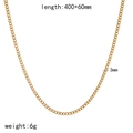 18k gold plated stainless steel Cuban chain necklace, 400+60mm length, 3mm width - Cuban Link Chain (TN3649) / Gold