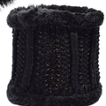 Black knitted winter neck warmer with gold glitter yarn and thick faux fur lining - One Size / Neck Warmer Black