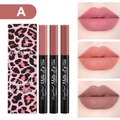Set di tre matite rossetto opache in scatola leopardata con formula a lunga durata impermeabile - Set A (3 Matite Rossetto)