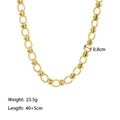 Golden titanium steel chain necklace with 0.8cm width and adjustable length - Interlocking Rings Style / Gold