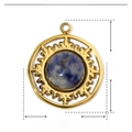 Detailed parameter display of gold stainless steel pendant with blue natural stone - Round Blue Natural Stone (YE127)