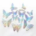 Set di 12 adesivi murali farfalla 3D traforati olografici con effetto cangiante decorativo - Stile H / Argento Metallico