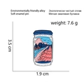 Creative glass bottle enamel pin featuring pink mountain landscape and birds - Landscape Bottle (CC2373)