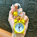 Creative mini yellow alarm clock keychain with matching bell pendant as a cute bag charm - Yellow