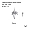 Rhodium-plated copper palm tree pendant with micro-inset zircons for DIY jewelry - Silver Coconut Tree (E-2)