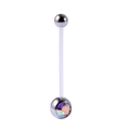 Flexibler Bauchnabelpiercing aus Acryl mit funkelnder AB-Kristallkugel in Silber - AB Weiß