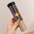 Brown and beige ribbed hair ties set in a transparent cylinder packaging - 100 Pcs Jar / 5# Milk Coffee Series
