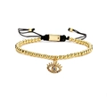 Bracciale occhio portafortuna regolabile con perline dorate e zirconi colorati - Occhio del male