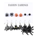 Set orecchini di Halloween con ragno nero, pipistrello e ciondoli a forma di zucca arancione - Stile 09 Bianco Nero Ragno Zucca Set 8648