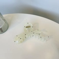 Grande pince à cheveux élégante avec pois noirs sur matériau transparent pour femme - Nœud de Ruban Blanc / Blanc