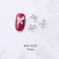 Détail de bijoux d'ongles papillon argentés 8x9mm avec incrustations de zircone - Papillon en Zircon Blanc Argent (8236)