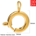 10-piece pack of 14mm golden stainless steel spring ring clasps for DIY jewelry making - 14mm (10 Pieces/Pack) / Gold