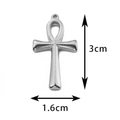 Silver stainless steel Ankh cross pendant measuring 3cm by 1.6cm with a smooth finish - Size 6 / Steel