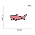 Pink shark embroidered patch showing 9.3x4.4cm dimensions and 1.6g weight on white background - Pink Shark