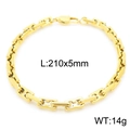 Minimalist golden rectangular link chain bracelet measuring 210x5mm and weighing 14g - Gold Bracelet (KB163117-KFC)